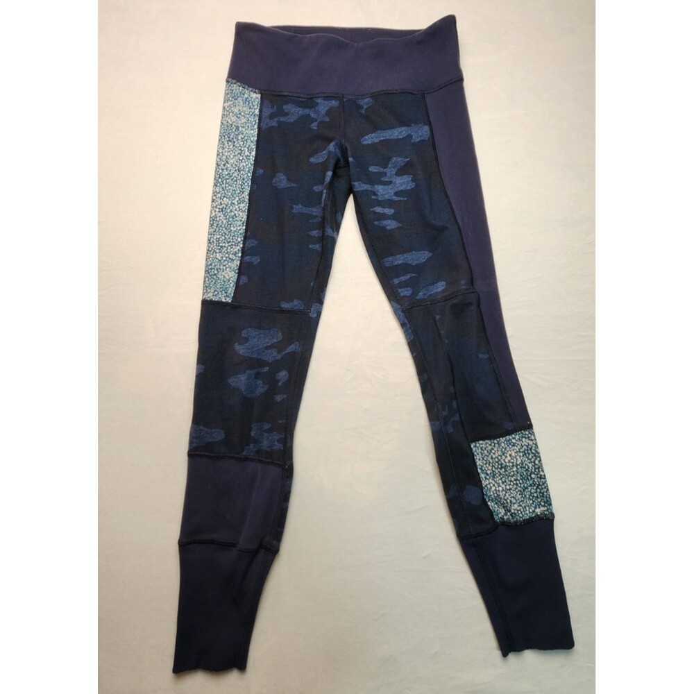 Lulumon Wunder Under Blue Sashiko Camo Patch Ankle Leggings Pants Size 6
